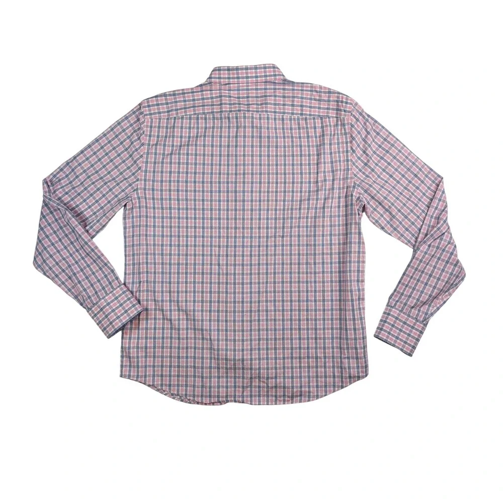 UNTUCKit‎ Mens Medium Wrinkle Free Regular Fit Shirt Pink Blue Check Long Sleeve